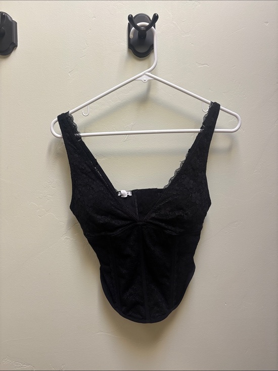 Garage Tops - Garage Black Lace Plunge Bustier Top